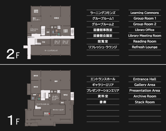 図書館1・2階案内図